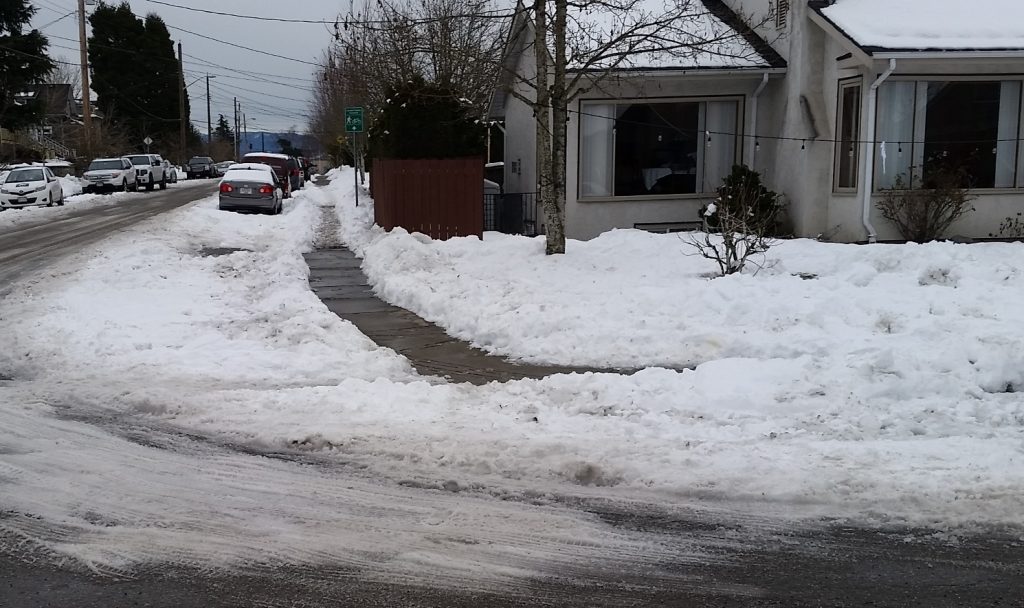 And of course, a shovelled sidewalk does not good with an unplowed crosswalk. 