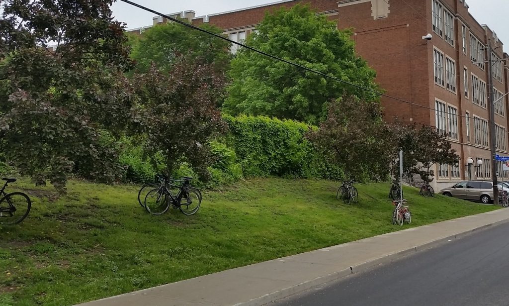 Away from downtown, not as many bike racks, but bikes were still parked everywhere. 